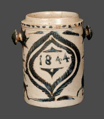 1844 Westerwald Stoneware Tobacco Jar with Incised Decoration