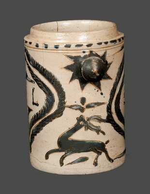 1844 Westerwald Stoneware Tobacco Jar with Incised Decoration