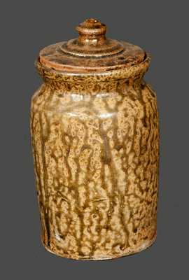 Alkaline Glazed Stoneware Lidded Jar att. North Carolina