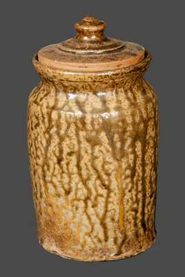 Alkaline Glazed Stoneware Lidded Jar att. North Carolina