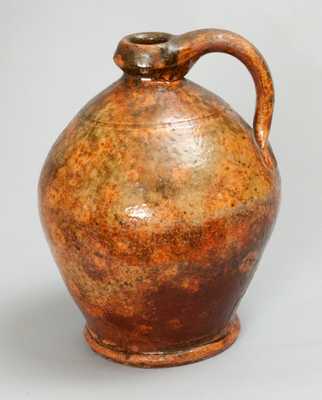 Glazed Redware Jug, New England origin, early 19th century.