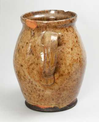 Rare and Fine Green Glazed Redware Handled Jar, New England origin, early 19th century.