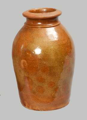 Glazed Redware Jar, New England origin, 19th century.