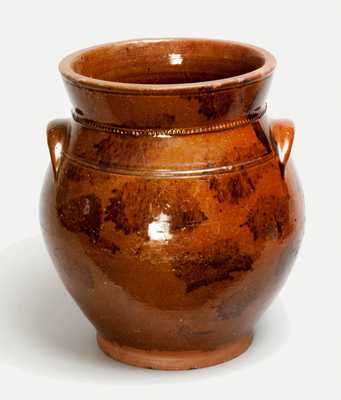 Glazed Redware Jar, New England origin, circa 1840. 