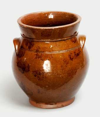 Glazed Redware Jar, New England origin, circa 1840.