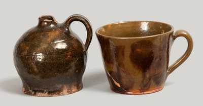 Two Pieces of Glazed Pottery Tableware, 19th century