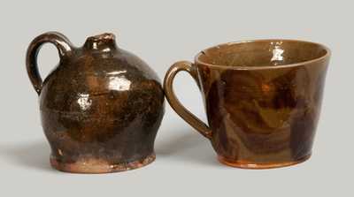 Two Pieces of Glazed Pottery Tableware, 19th century