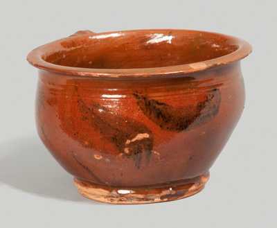 Glazed Redware Mush Cup, New England origin, probably Massachusetts, early 19th century