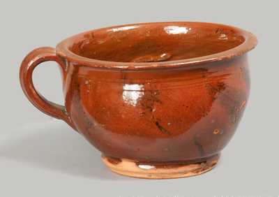 Glazed Redware Mush Cup, New England origin, probably Massachusetts, early 19th century