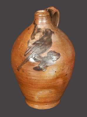 Rare Half-Gallon New York City Stoneware Jug with Incised Bird Decoration