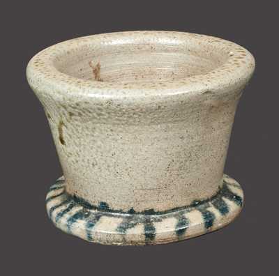 Rare Cobalt-Decorated Stoneware Mortar, probably Southern U.S., late 19th century.