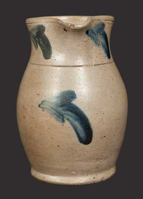 Rare Small-Sized Stoneware Pitcher with Cobalt Foliate Decoration, Baltimore, MD origin, circa 1875