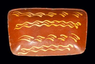 Redware Loaf Dish with Profuse Yellow Slip Decoration, possibly Norwalk, CT