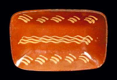 Slip-Decorated Redware Loaf Dish, possibly Norwalk, CT