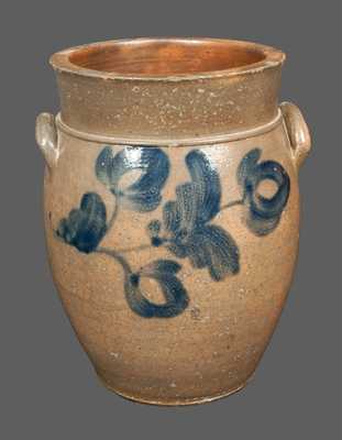 Ovoid Stoneware Crock with Tulip Decoration att. A. Keister, Strasburg, VA