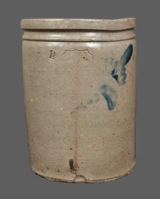 1 1/2 Stoneware Crock, FROM / J. EBERLY & BRO. / STRASBURG, VA