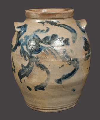 Bulbous Stoneware Jar with Profuse Leaf and Floral Decoration, Baltimore, circa 1830