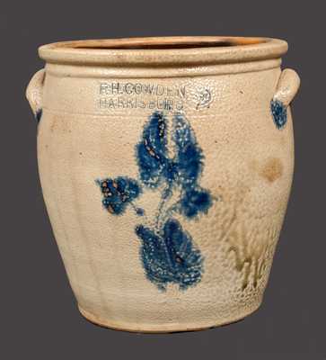 2 Gal. F. H. COWDEN / HARRISBURG, PA Stoneware Crock with Floral Decoration