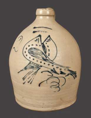2 Gal. S. HART / FULTON Stoneware Jug with Double-Birds Decoration