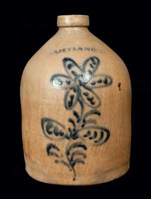 1 Gal. CORTLAND Stoneware Jug with Fine Slip-Trailed Floral Decoration