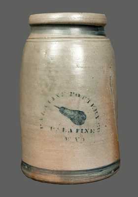 PALATINE POTTERY CO. Stoneware Canning Jar with Stenciled Pear Decoration
