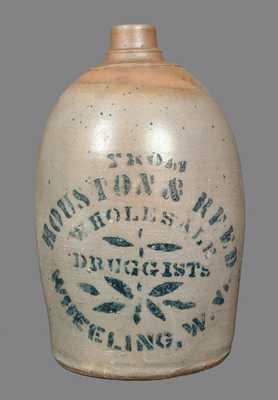 Stoneware Jug with Large WHEELING, W. VA Advertising Stencil