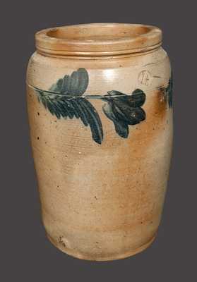 1 1/2 Gal. Chester Co., PA Stoneware Crock with Floral Decoration