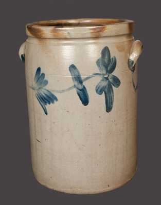 4 Gal. Chester Co., PA Stoneware Crock with Floral Decoration