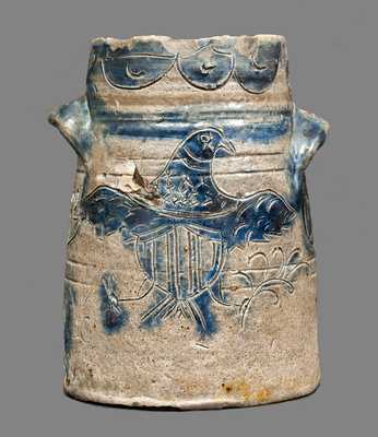 Extremely Rare and Important Manhattan Stoneware Jar with Incised Eagle, Inscribed 