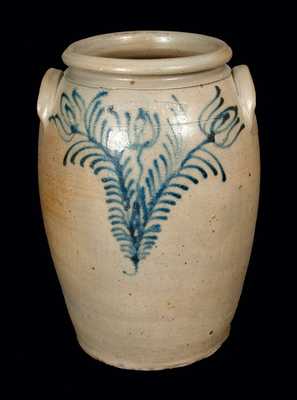 2 Gal. B. C. MILBURN, Alexandria, VA, Stoneware Jar with Slip-Trailed Decoration