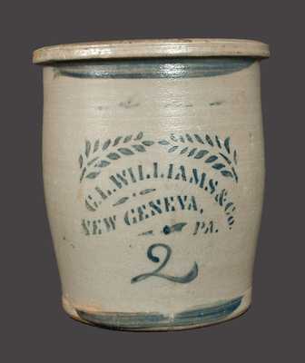 2 Gal. C. L. WILLIAMS / NEW GENEVA, PA Stoneware Cream Jar