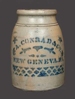 A. CONRAD / NEW GENEVA, PA Stoneware Canning Jar with Stenciled Stars