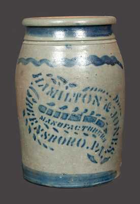 1 Gal. HAMILTON & JONES / GREENSBORO, PA Stoneware Jar