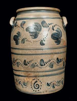 6 Gal. Western PA Stoneware Crock with Elaborate Brushed Decoration