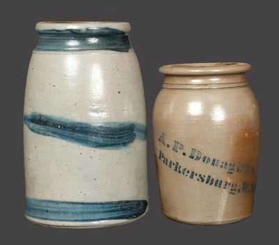 Lot of Two: A. P. DONAGHHO Stoneware Canning Jar and Three-Striped Canning Jar