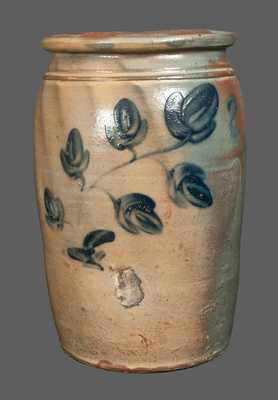 Unusual 2 Gal. Stoneware Jar with Brushed Floral Decoration, PA or VA origin