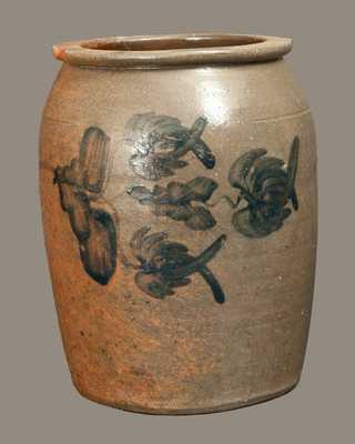 1 Gal. Stoneware Jar with Brushed Floral Decoration, Western PA origin