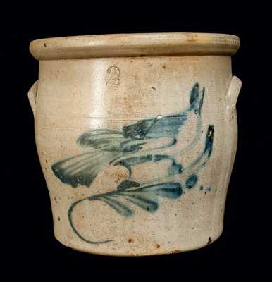 2 Gal. New York State Stoneware Crock with Bird on Branch Decoration