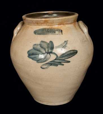 THOMAS D. CHOLLAR / CORTLAND Ovoid Stoneware Crock with Floral Decoration