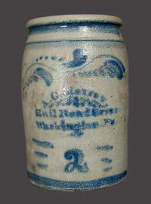 Rare 2 Gal. Stoneware Crock with Washington, PA Advertising