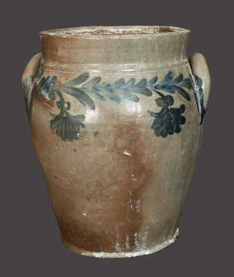 3 Gal. Baluster-Form Stoneware Crock with Floral Decoration, Remmey, Philadelphia, circa 1840