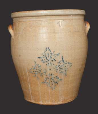 4 Gal. F. H. COWDEN / HARRISBURG, PA Stoneware Crock with Stenciled Decoration