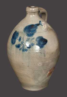 Two-Gallon Ovoid Stoneware Jug with Floral Decoration, possibly Taunton, MA