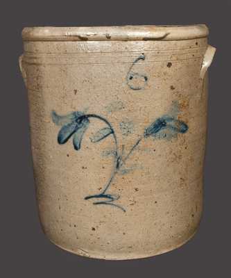 6 Gal. Midwestern Stoneware Crock with Floral Decoration