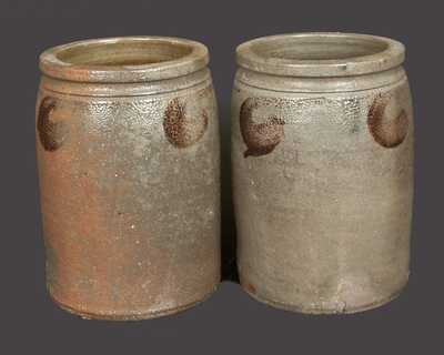 Lot of Two: S. BELL & SON / STRASBURG Stoneware Jars w/ Manganese Decoration
