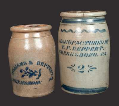 Lot of Two: WILLIAMS & REPPERT / GREENSBORO, PA Stoneware Jar and T. F. REPPERT / GREENSBORO, PA Jar