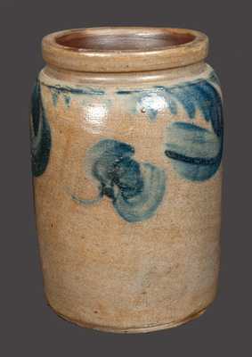 1/2 Gal. Stoneware Crock with Hanging Floral Decoration, Southeastern PA origin, circa 1860