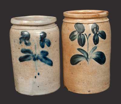 Lot of Two: 1/2 Gal. Stoneware Crocks with Clover Decoration, Baltimore