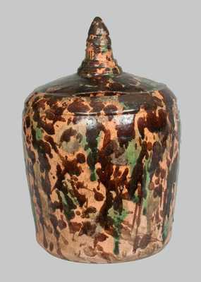Redware Bank with Copper and Manganese Splotches