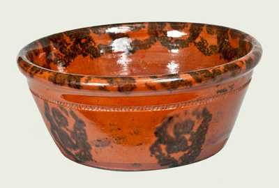 Redware Bowl with Sponged Manganese Decoration, PA or New England origin
